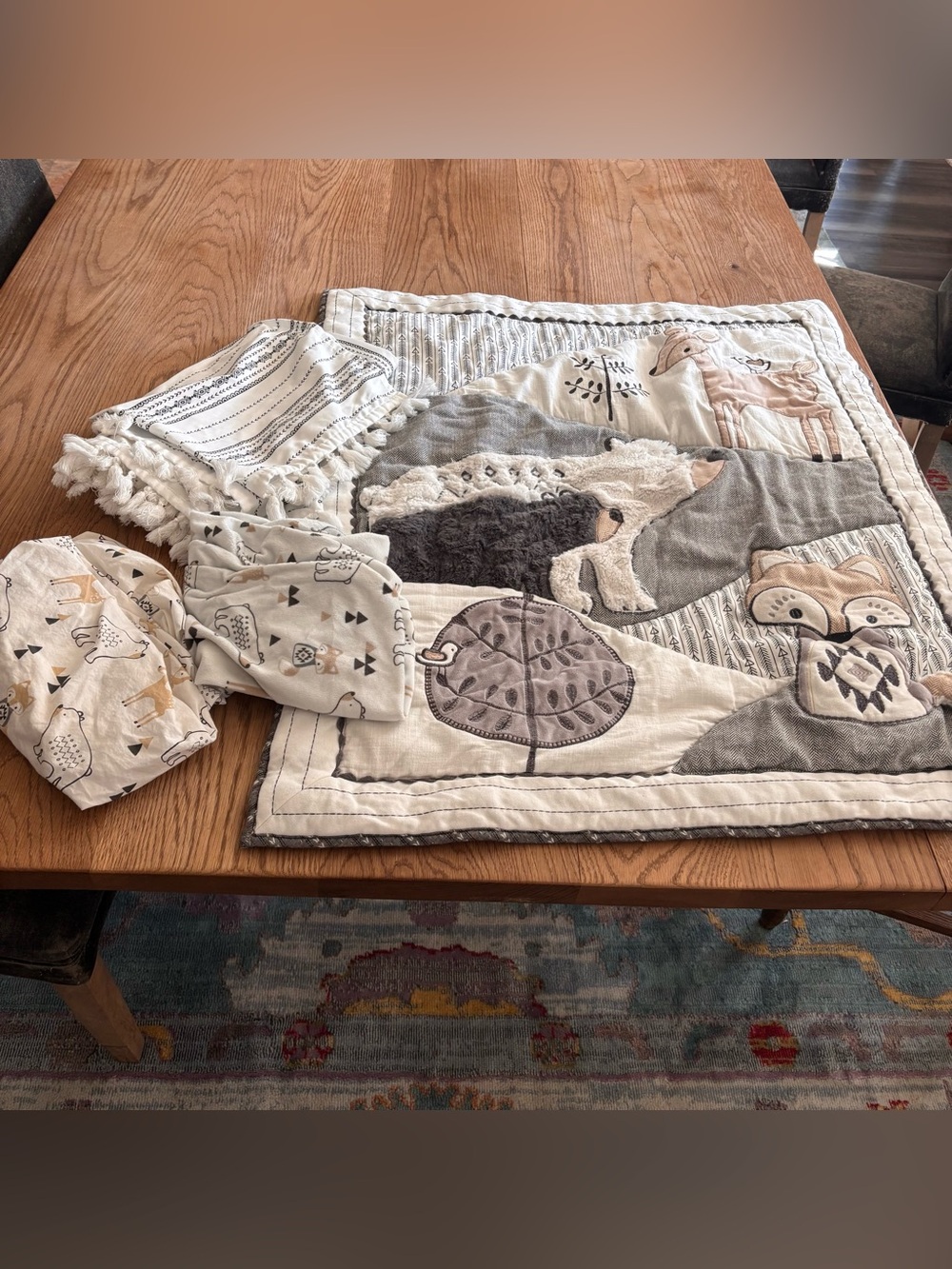 Neutral Woodland Animal Baby Quilt Set - Levtex Baby Woodland 4 piece